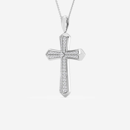 Diamond Double Row Cross Pendant