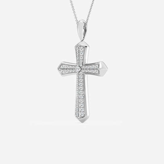 Diamond Double Row Cross Pendant