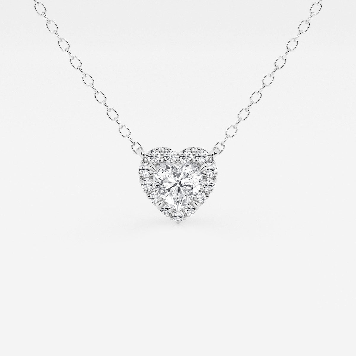 1/2 ctw Heart Lab Grown Diamond Halo Pendant    Platinum, DE, VS1| 2/5 ct Center