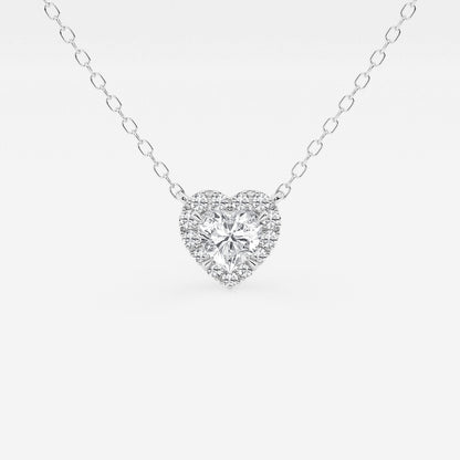 1/2 ctw Heart Lab Grown Diamond Halo Pendant    Platinum, DE, VS1| 2/5 ct Center