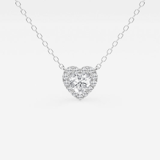 1/2 ctw Heart Lab Grown Diamond Halo Pendant    Platinum, DE, VS1| 2/5 ct Center
