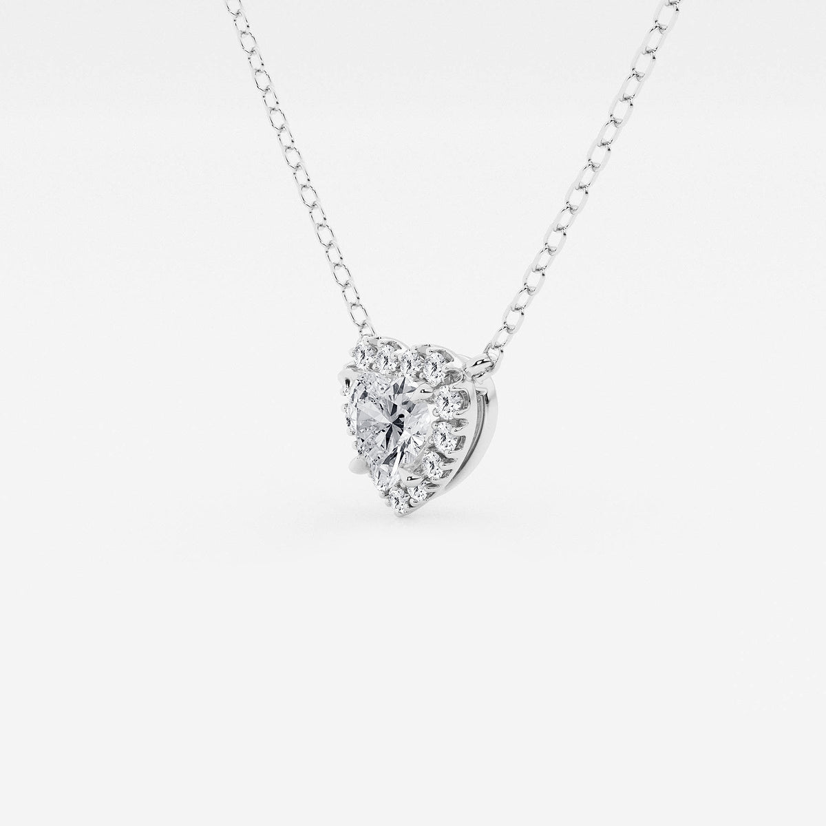 1/2 ctw Heart Lab Grown Diamond Halo Pendant    Platinum, DE, VS1| 2/5 ct Center