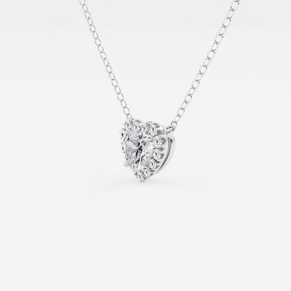 1/2 ctw Heart Lab Grown Diamond Halo Pendant    Platinum, DE, VS1| 2/5 ct Center