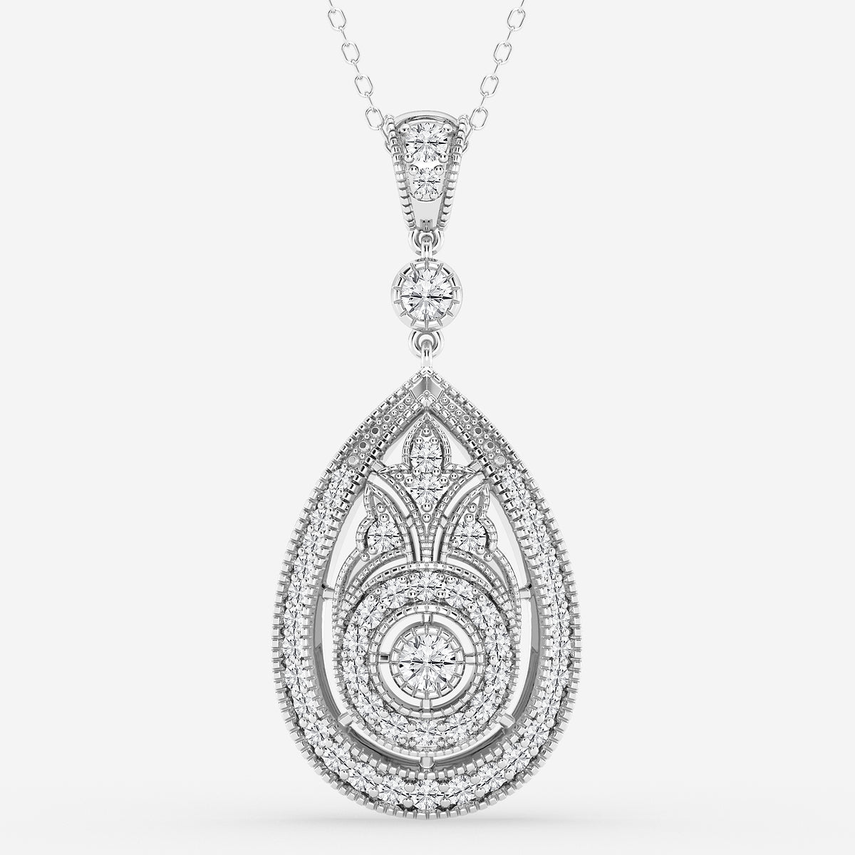 Round Diamond Vintage Pendant in Platinum - 1 CTW | DE, VS1