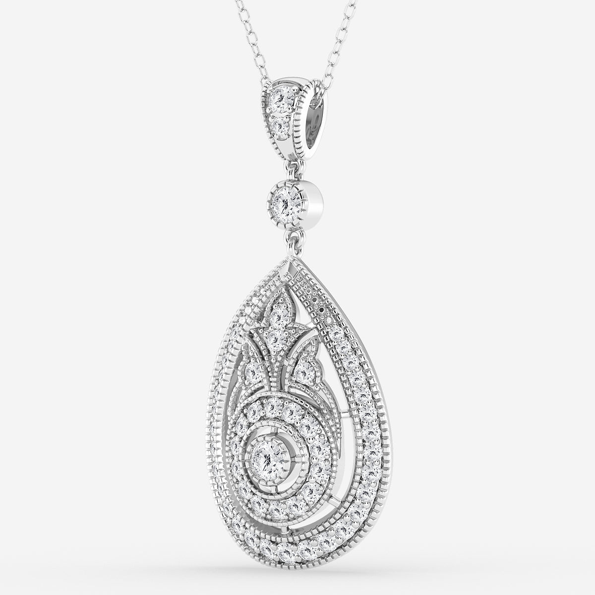 Round Diamond Vintage Pendant in Platinum - 1 CTW | DE, VS1