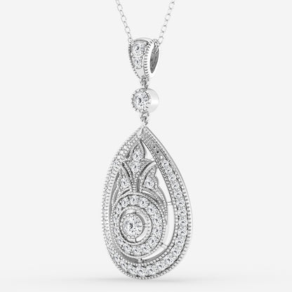Round Diamond Vintage Pendant in Platinum - 1 CTW | DE, VS1