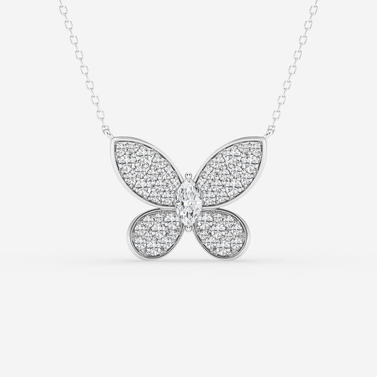 Marquise Diamond Petite Pavé Butterfly Pendant