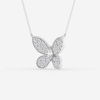 Marquise Diamond Petite Pavé Butterfly Pendant