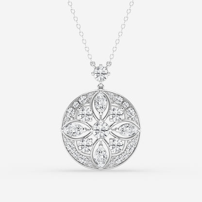2 ctw Round and Marquise Lab Grown Diamond Vintage Pendant    Platinum, DE, VS1