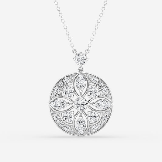 2 ctw Round and Marquise Lab Grown Diamond Vintage Pendant    Platinum, DE, VS1