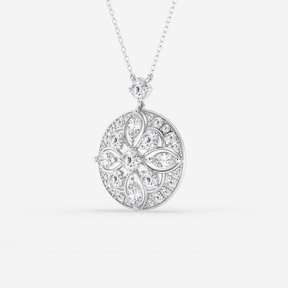 2 ctw Round and Marquise Lab Grown Diamond Vintage Pendant    Platinum, DE, VS1