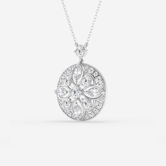 2 ctw Round and Marquise Lab Grown Diamond Vintage Pendant    Platinum, DE, VS1