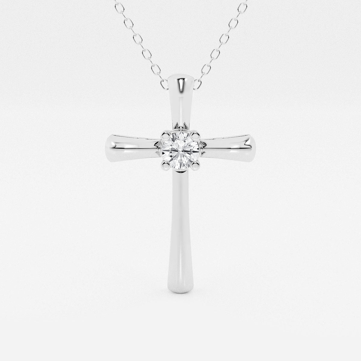 Round Diamond Solitaire Cross Pendant