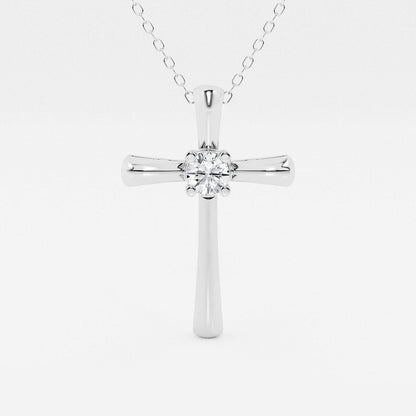 Round Diamond Solitaire Cross Pendant