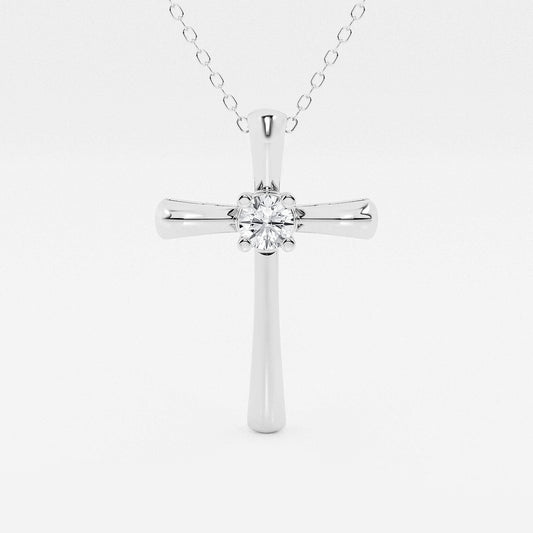 Round Diamond Solitaire Cross Pendant