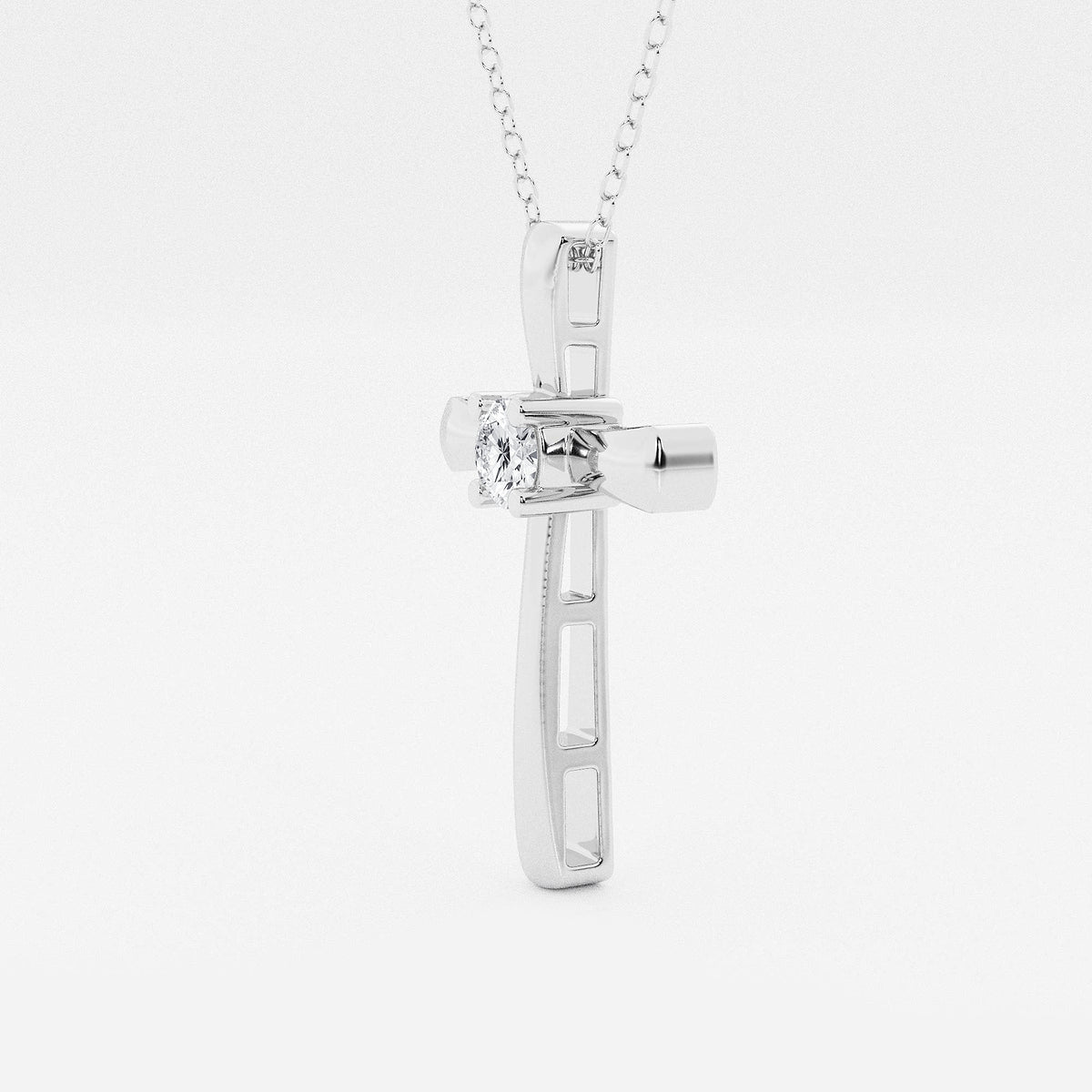 Round Diamond Solitaire Cross Pendant