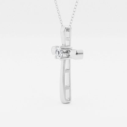 Round Diamond Solitaire Cross Pendant