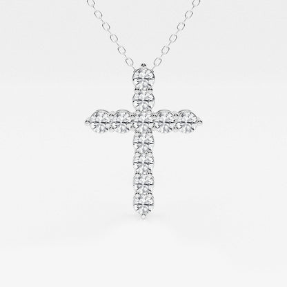 1 ctw Round Lab Grown Diamond Shared Prong Cross Pendant    Platinum, DE, VS1