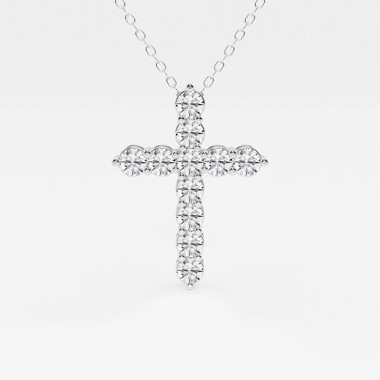 1 ctw Round Lab Grown Diamond Shared Prong Cross Pendant    Platinum, DE, VS1