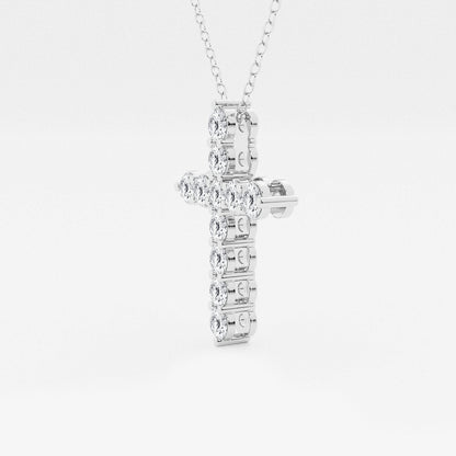 1 ctw Round Lab Grown Diamond Shared Prong Cross Pendant    Platinum, DE, VS1