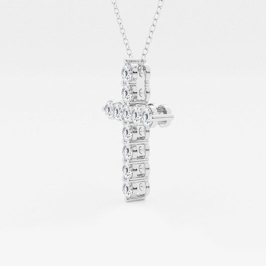 1 ctw Round Lab Grown Diamond Shared Prong Cross Pendant    Platinum, DE, VS1