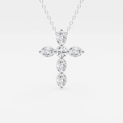 Round & Oval Diamond Floating Cross Pendant