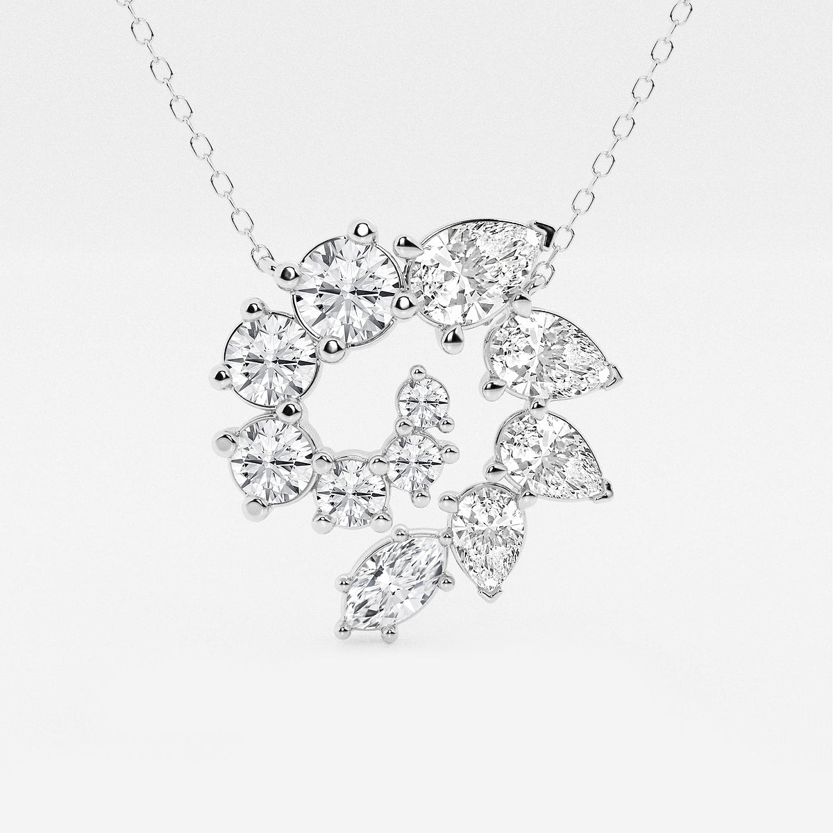 Multi-Shape Diamond Swirl Pendant