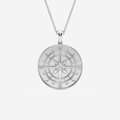 Diamond Compass Pendant in Sterling Silver