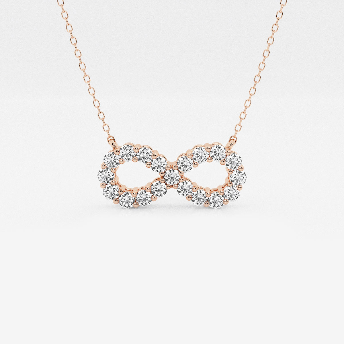 Round Diamond Infinity Pendant with Adjustable Chain in 14K Rose Gold - 1 CTW | DE, VS1