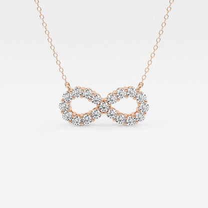 Round Diamond Infinity Pendant with Adjustable Chain in 14K Rose Gold - 1 CTW | DE, VS1
