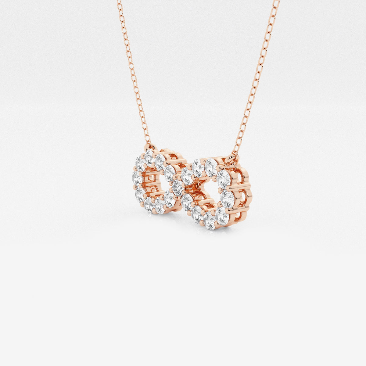 Round Diamond Infinity Pendant with Adjustable Chain in 14K Rose Gold - 1 CTW | DE, VS1