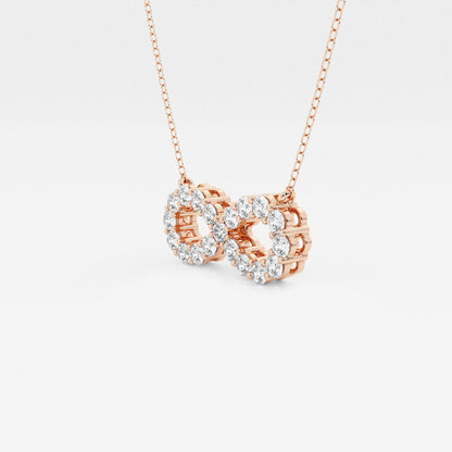 Round Diamond Infinity Pendant with Adjustable Chain in 14K Rose Gold - 1 CTW | DE, VS1