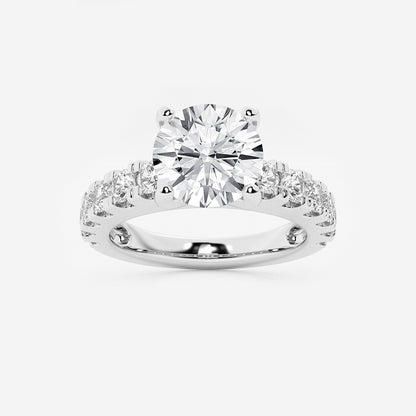 Julia Round Diamond Split Prong Side Stone Engagement Ring in 14K White Gold - 3 CTW