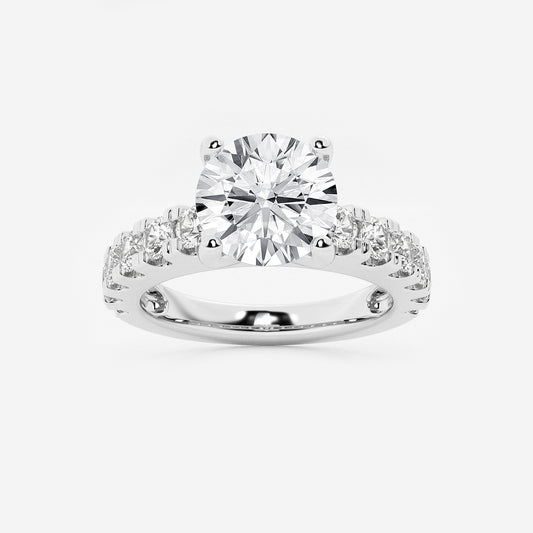 Julia Round Diamond Split Prong Side Stone Engagement Ring in 14K White Gold - 3 CTW