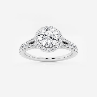 Nirvana Round Diamond Split Shank Halo Engagement Ring in 14K White Gold - 1.5 CTW