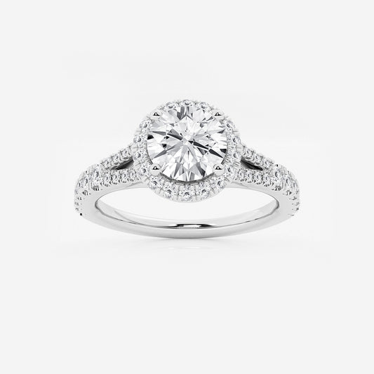 Nirvana Round Diamond Split Shank Halo Engagement Ring in 14K White Gold - 1.5 CTW