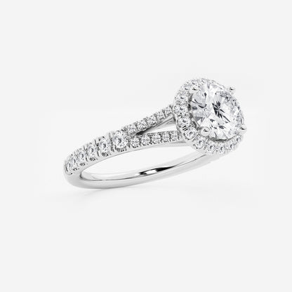 Nirvana Round Diamond Split Shank Halo Engagement Ring in 14K White Gold - 1.5 CTW