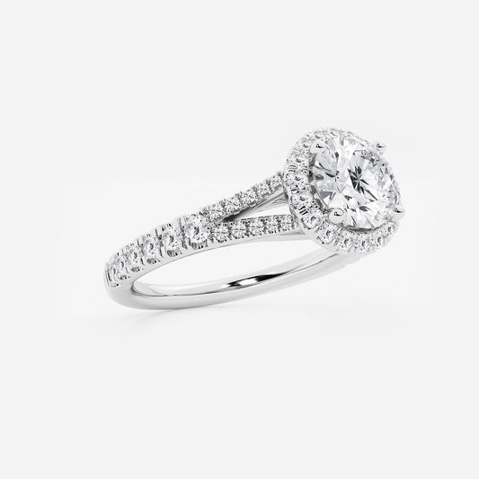 Nirvana Round Diamond Split Shank Halo Engagement Ring in 14K White Gold - 1.5 CTW