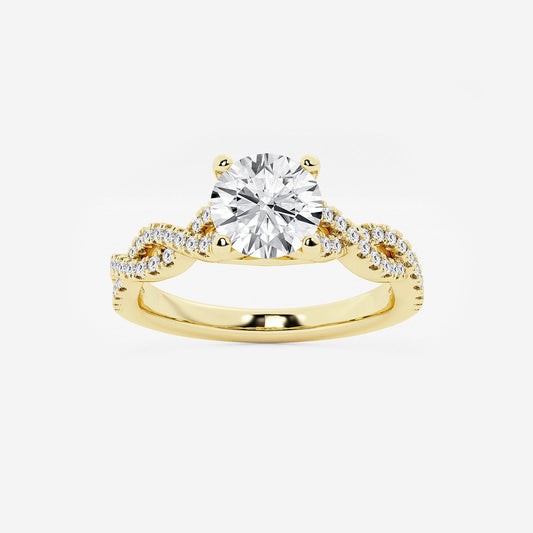 Audrey Round Diamond Double Twist Engagement Ring in 14K Yellow Gold - 1.25 CTW