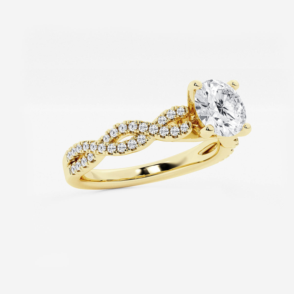 Audrey Round Diamond Double Twist Engagement Ring in 14K Yellow Gold - 1.25 CTW