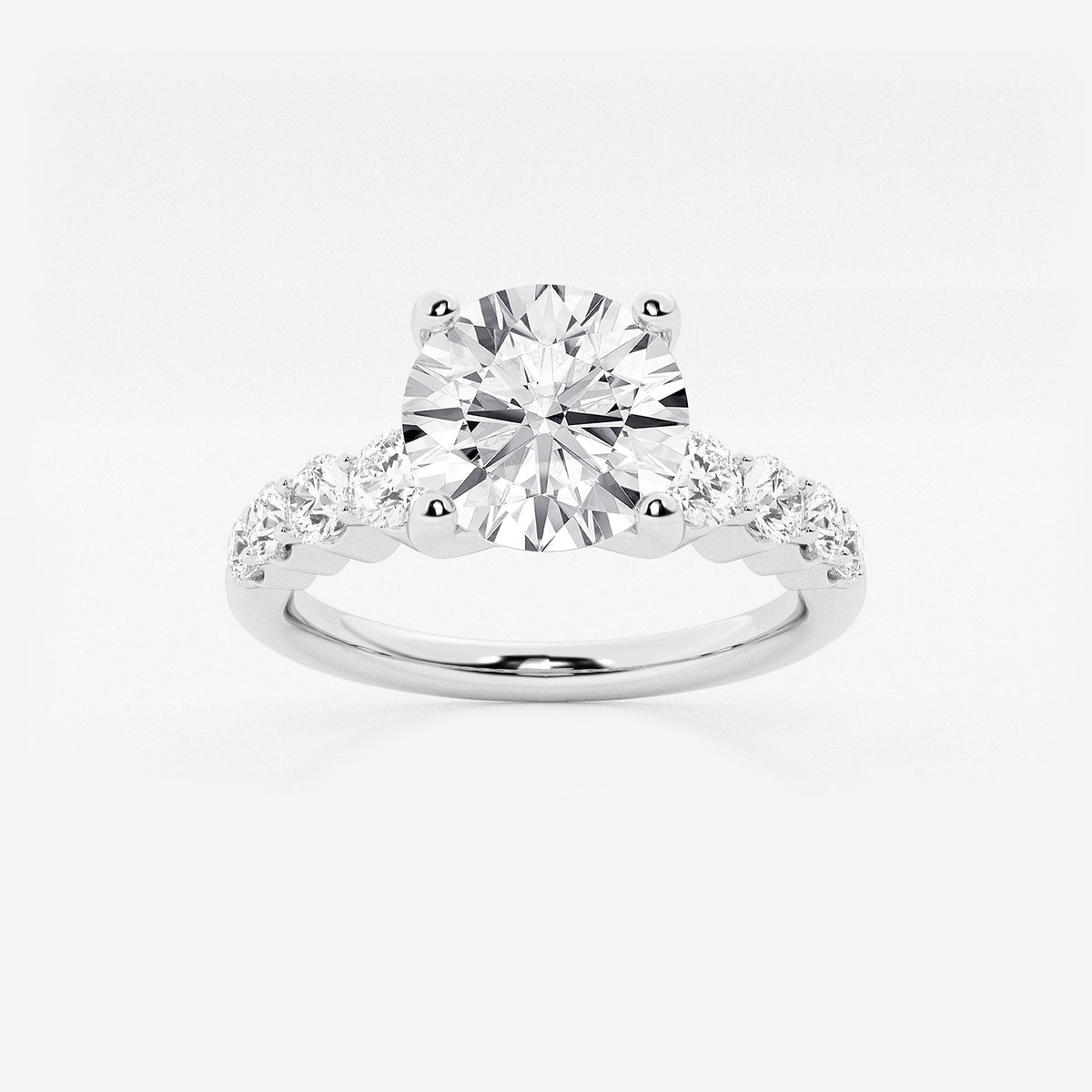 Amelia Round Diamond Graduated Engagement Ring in 14K White Gold - 2 CTW