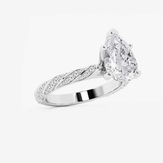 Jane Pear Diamond Ribbon Engagement Ring in 14K White Gold - 3.44 CTW