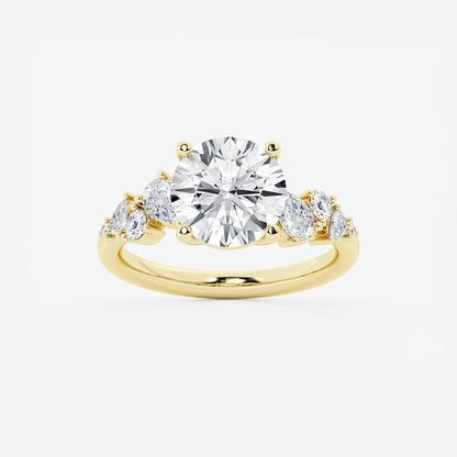 Nina Round Diamond Side Stone Engagement Ring in 14K Yellow Gold - 3.5 CTW
