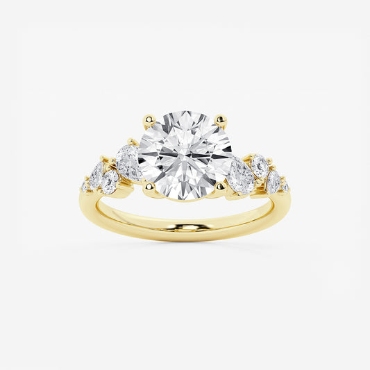 Nina Round Diamond Side Stone Engagement Ring in 14K Yellow Gold - 3.5 CTW