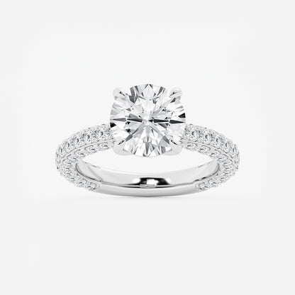 Kiera Round Diamond Profile Side Stone Engagement Ring in 14K White Gold - 4.5 CTW