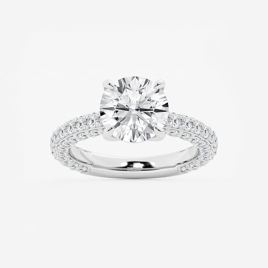 Kiera Round Diamond Profile Side Stone Engagement Ring in 14K White Gold - 4.5 CTW