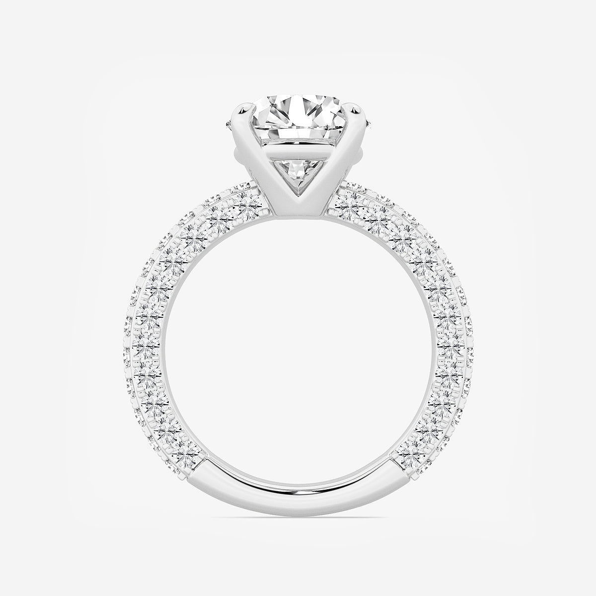 Kiera Round Diamond Profile Side Stone Engagement Ring in 14K White Gold - 4.5 CTW