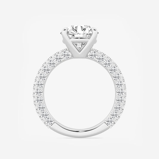 Kiera Round Diamond Profile Side Stone Engagement Ring in 14K White Gold - 4.5 CTW