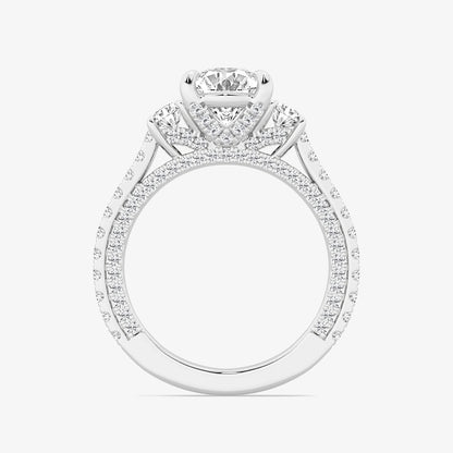 Hyacinth Oval Diamond Three Stone Ring in 14K White Gold - 4.5 CTW