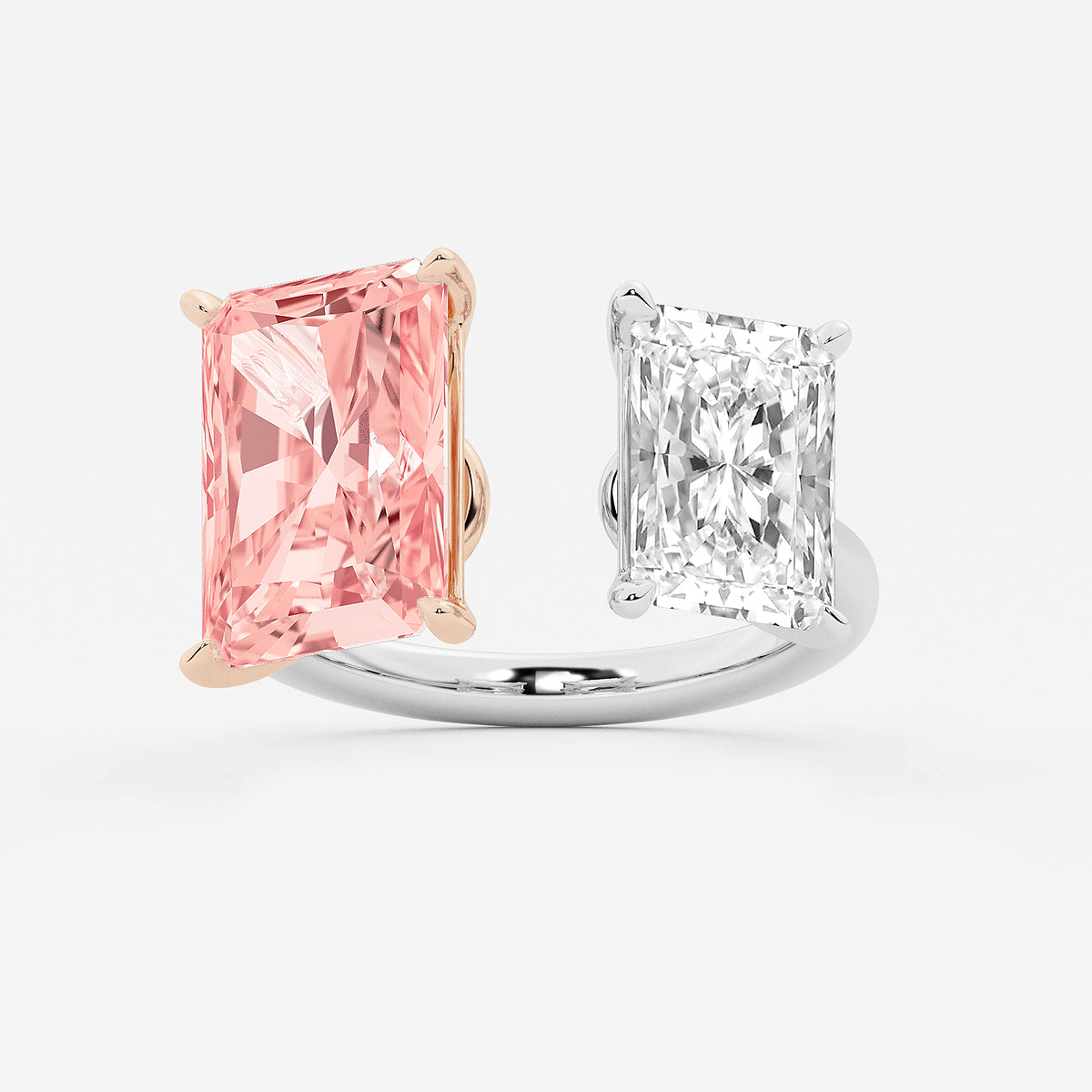 Two diamond rings with pink and clear gemstones